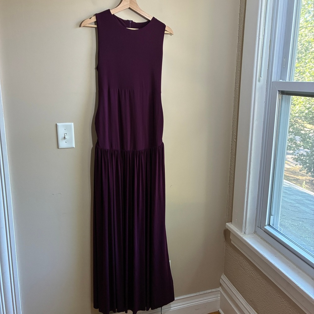 Club L London Sleeveless Tiered Maxi Dress 6 Purple Womens Stretch Jersey